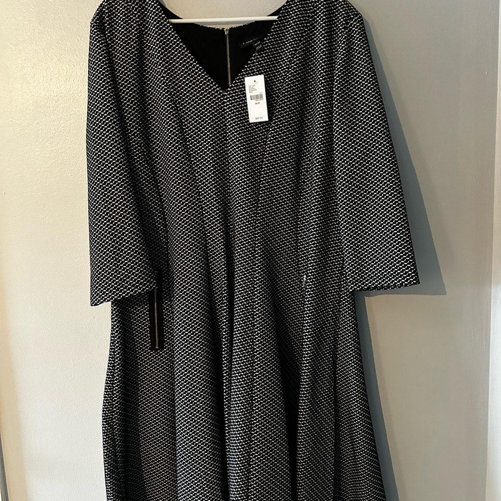Lane Bryant Black and White Long Sleeve Dress